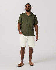 Short Sleeve Knit Oxford Camp Collar Button Down