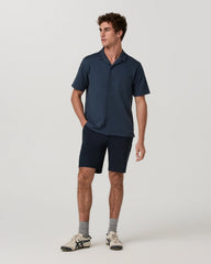 Short Sleeve Knit Oxford Camp Collar Button Down