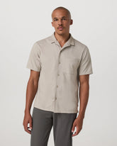 Short Sleeve Knit Oxford Camp Collar Button Down