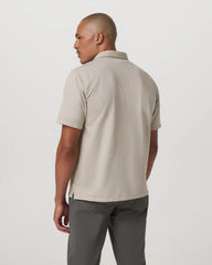 Short Sleeve Knit Oxford Camp Collar Button Down