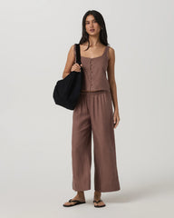 Trestles Twill Button Front Top