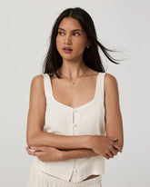 Trestles Twill Button Front Top
